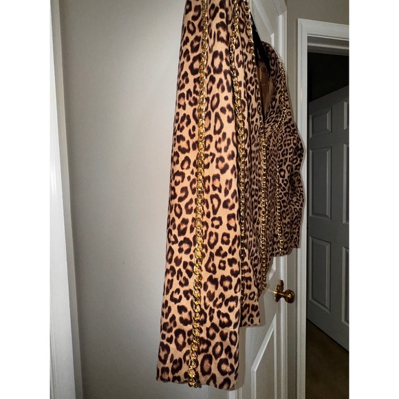Boston Proper Leopard Print Chain Trim Blazer Jacket - Statement Piece - Picture 7 of 9